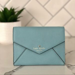 Kate Spade Pale Blue Leather Envelope Crossbody